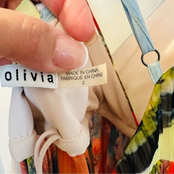 Alice + Olivia Orly Lola Lady Dress Size 2 Boho Resort Maxi Handkerchief Hem - Picture 13 of 14